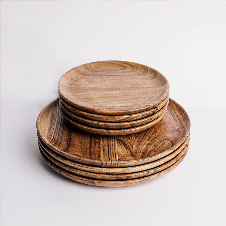 Handcrafted Acacia Wood Dune Serving Plates Combo