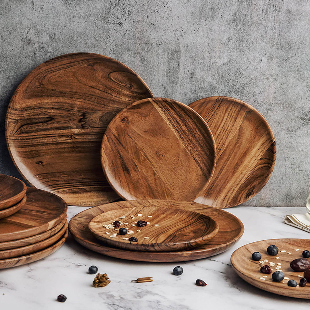 Handcrafted Acacia Wood Dune Serving Plates Combo