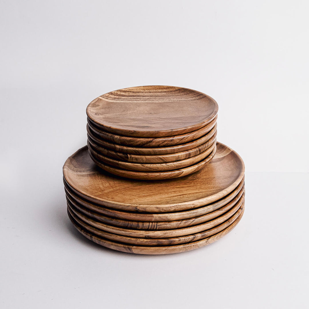 Handcrafted Acacia Wood Dune Serving Plates Combo