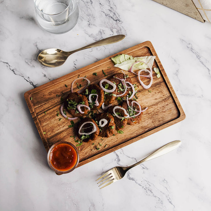 Handcrafted Acacia Wood Dahlia Platter/Tray