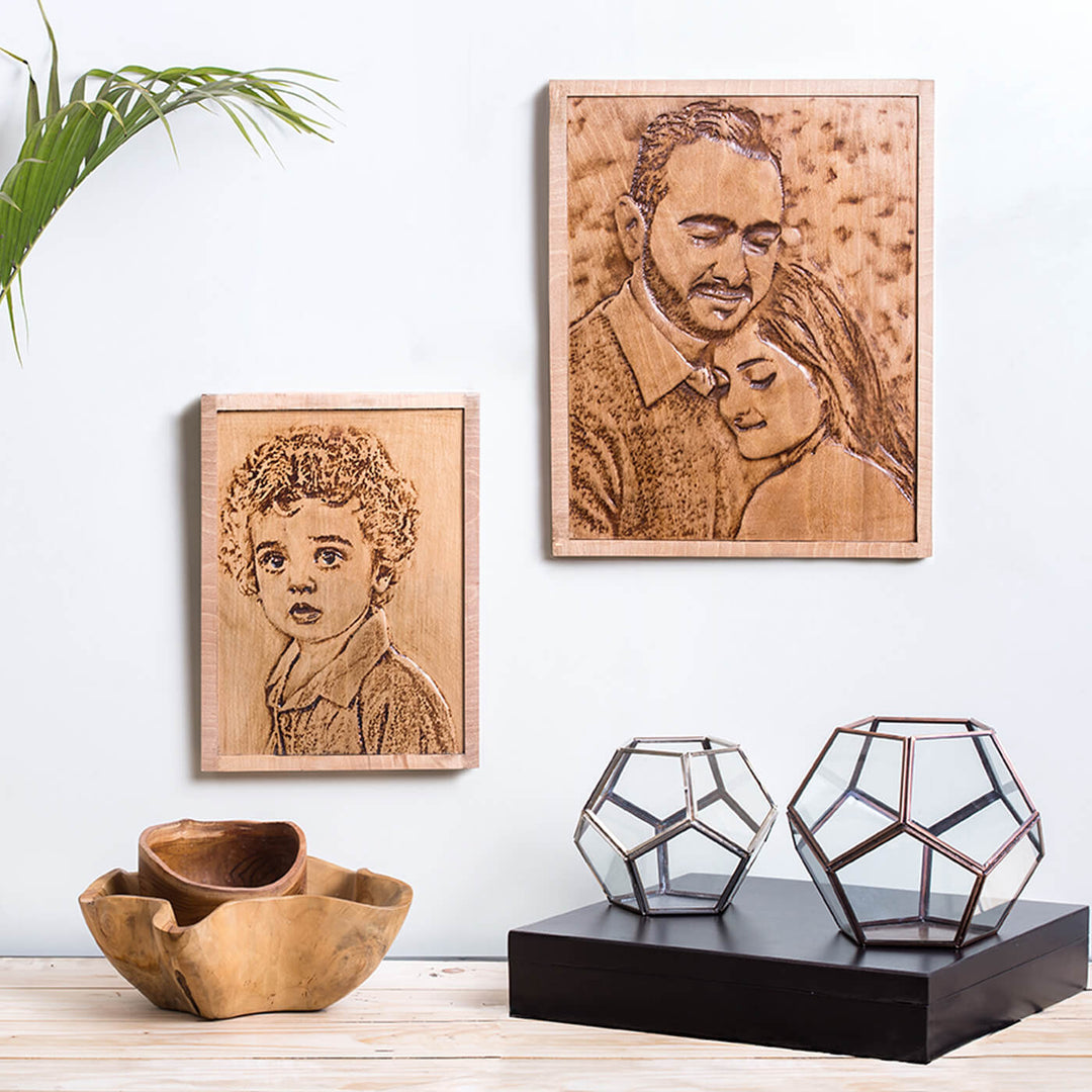 Beech Wood Engraved Portraits