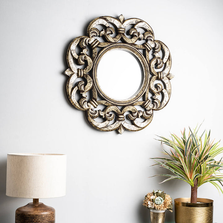 Azaro Wall Mirror - Black and Gold Metal Finish