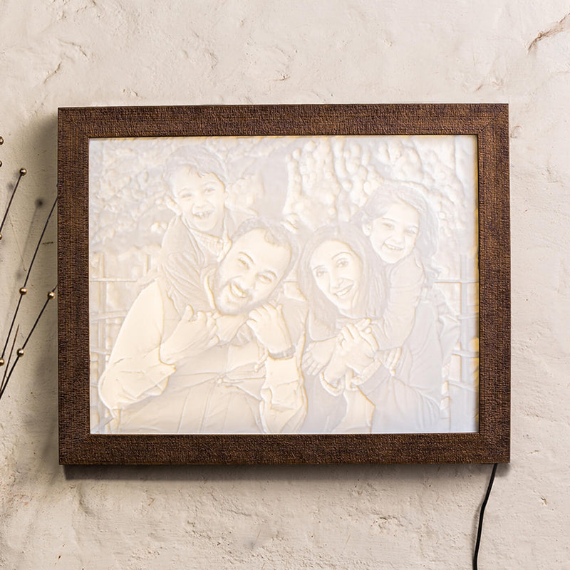 Backlit Engraved Portrait - Handmade Marble