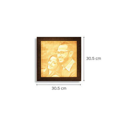 Backlit Square Engraved Portrait - Handmade Marble