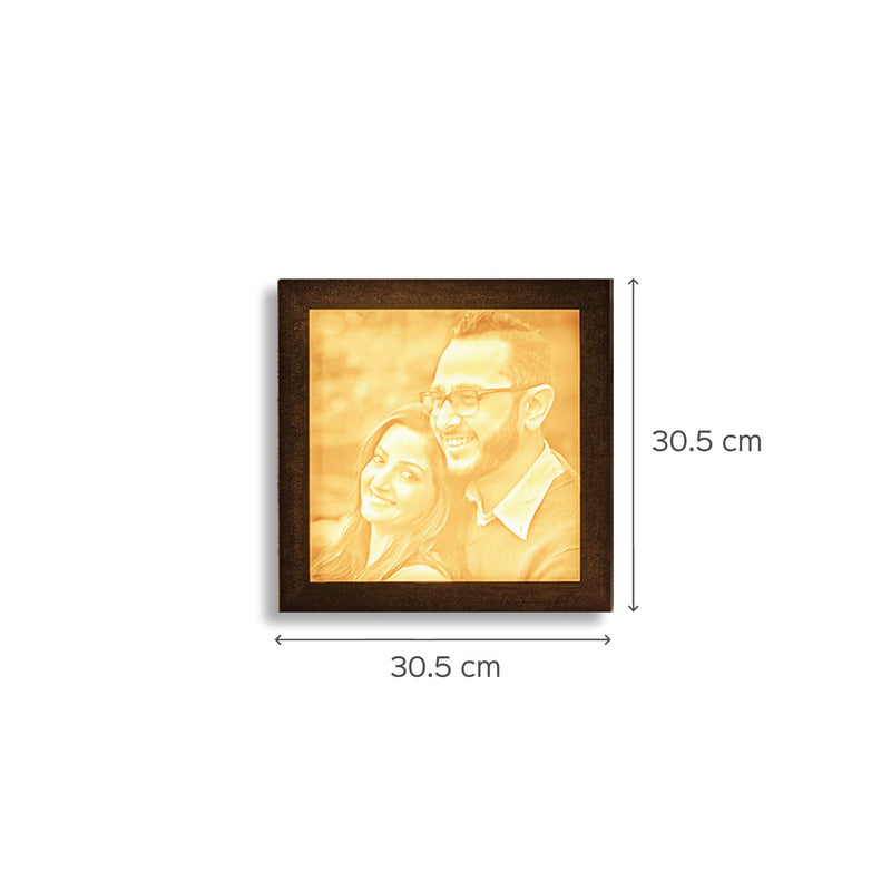 Backlit Square Engraved Portrait - Handmade Marble