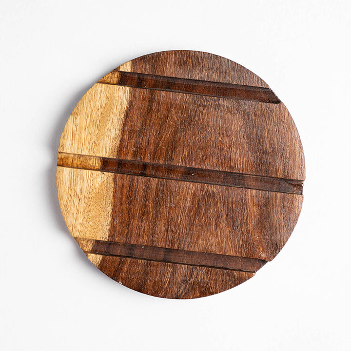 Geometric Sheesham Wood Coaster - Set of 4