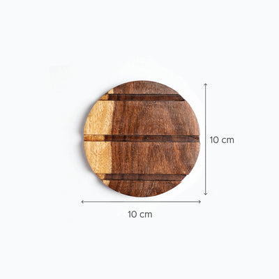 Geometric Sheesham Wood Coaster - Set of 4