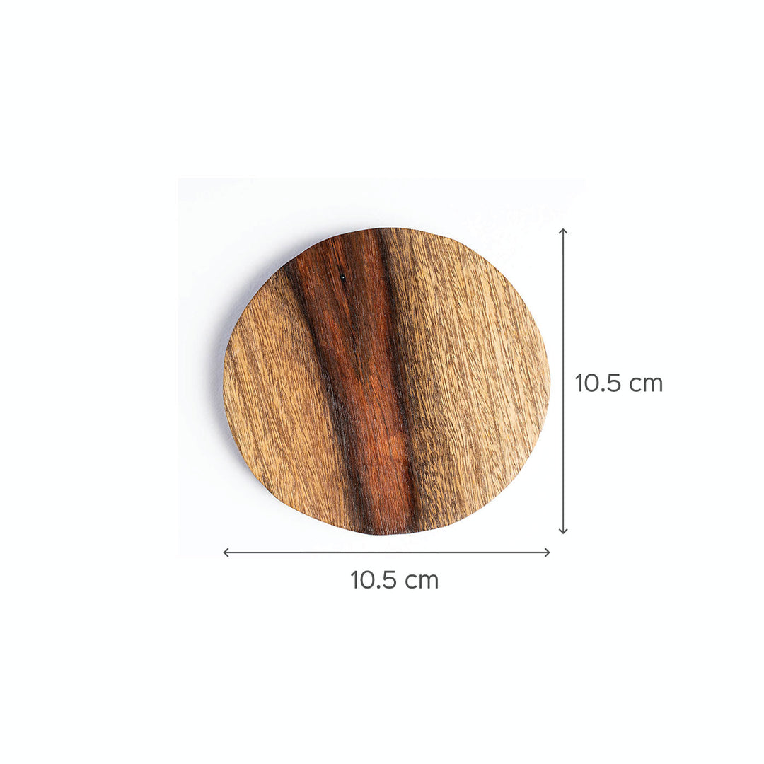 Round Sheesham Wood Coaster - Set of 4