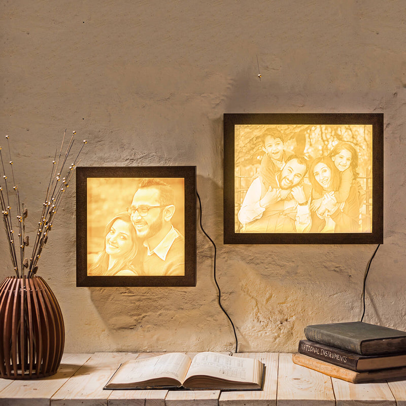 Backlit Square Engraved Portrait - Handmade Marble