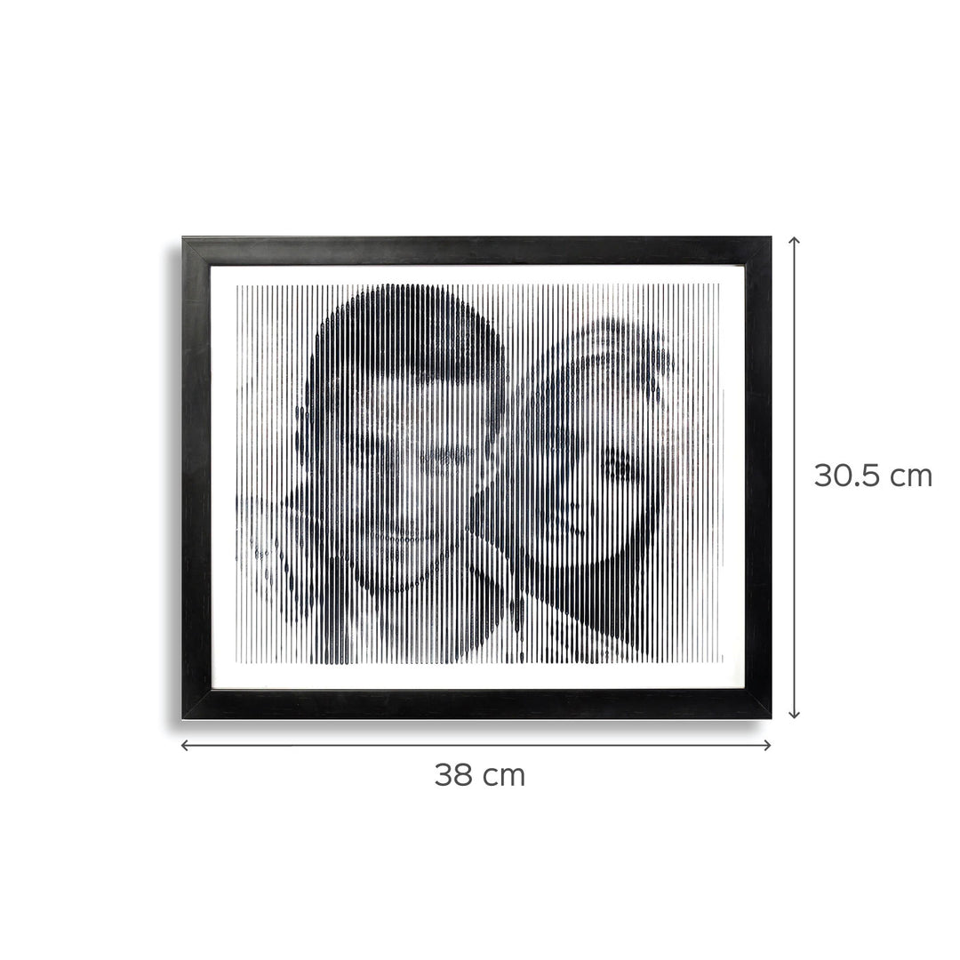 Black & White Portrait With Vertical Line Engraving