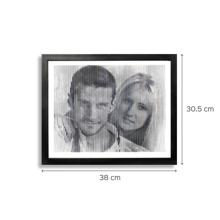 Black & White Portrait With Vertical Line Engraving