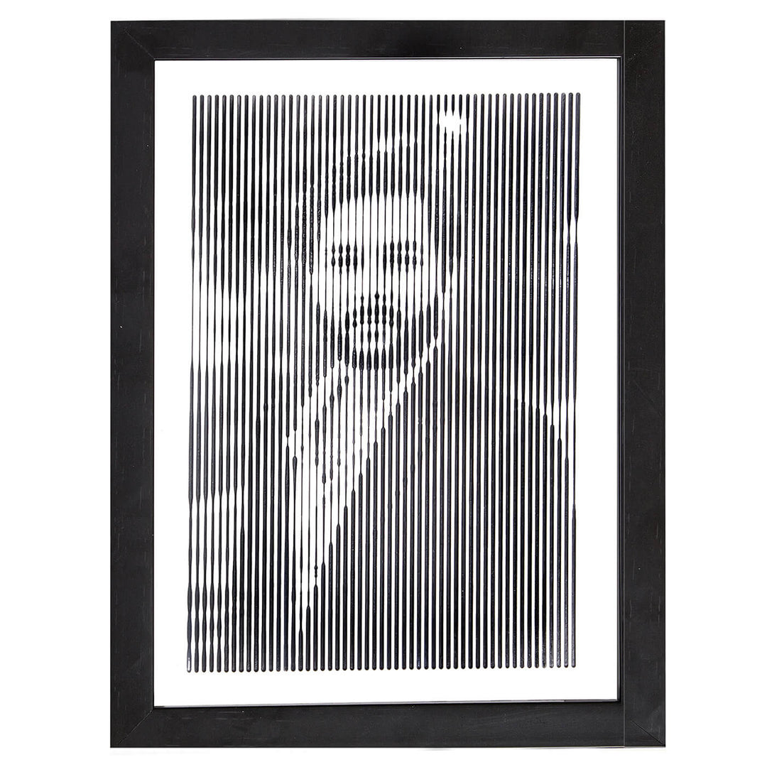 Black & White Retro Style Portrait With Vertical Line Engraving