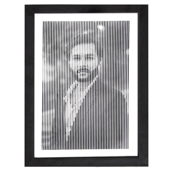 Black & White Retro Style Portrait With Vertical Line Engraving
