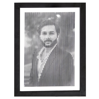 Black & White Retro Style Portrait With Vertical Line Engraving