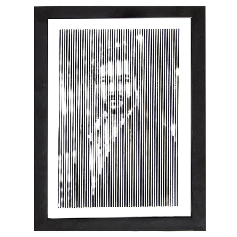 Black & White Retro Style Portrait With Vertical Line Engraving