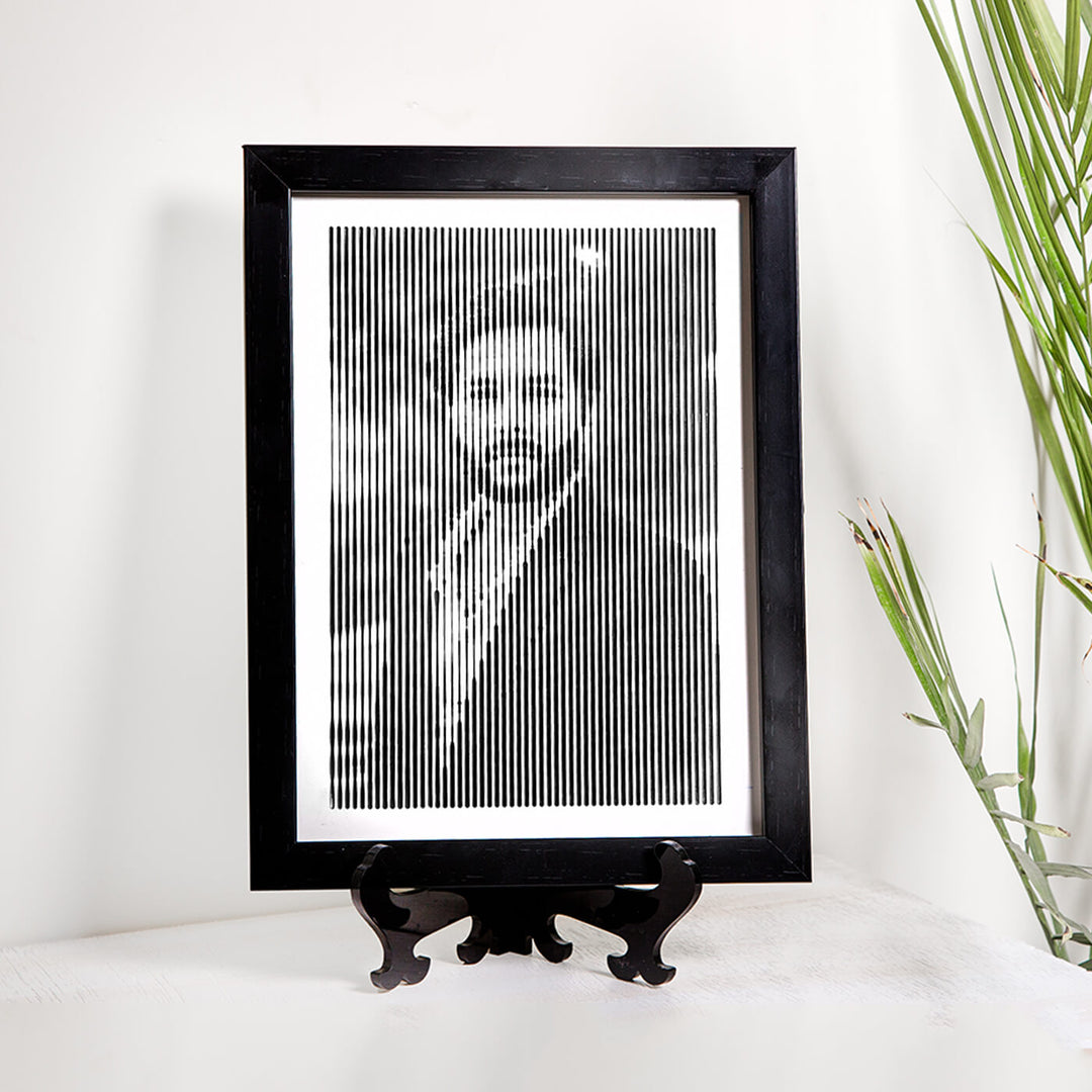 Black & White Retro Style Portrait With Vertical Line Engraving