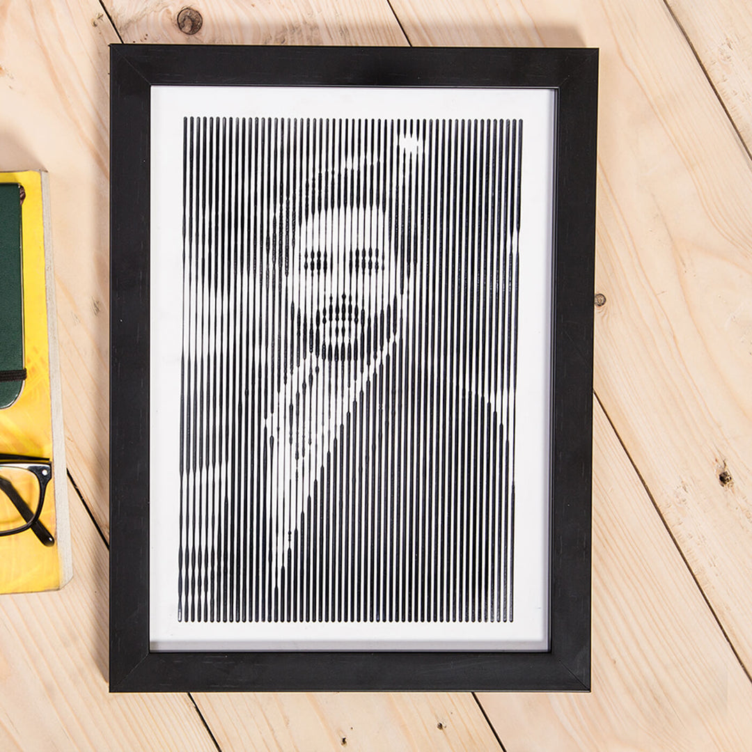 Black & White Retro Style Portrait With Vertical Line Engraving