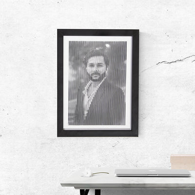 Black & White Retro Style Portrait With Vertical Line Engraving
