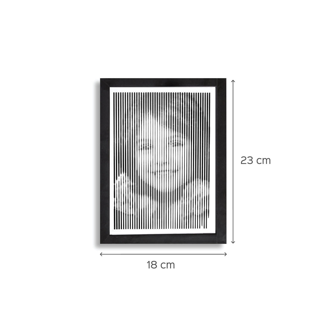Black & White Elegant Portrait With Vertical Line Engraving