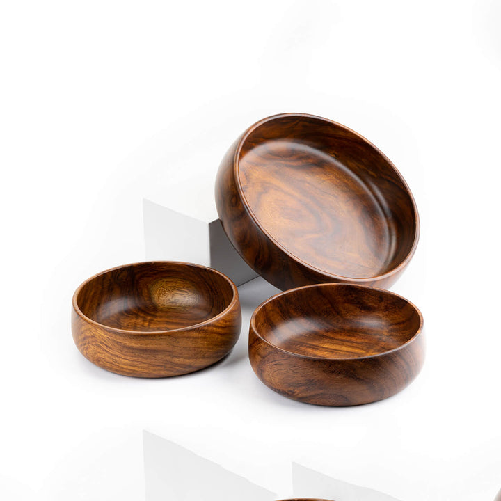 Baro Wooden Bowls - Set Of 1 Large And 2 Medium Bowls