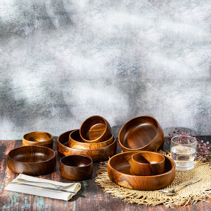 Baro Wooden Bowls - Set Of 1 Large And 2 Medium Bowls