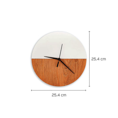 Bianca Handmade Marble And Oak Wood Wall Clock