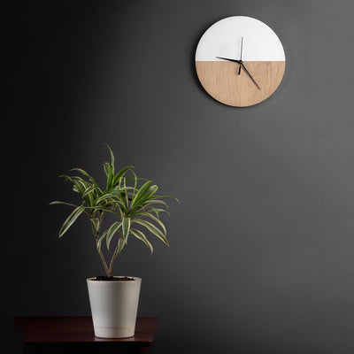 Bianca Handmade Marble And Oak Wood Wall Clock