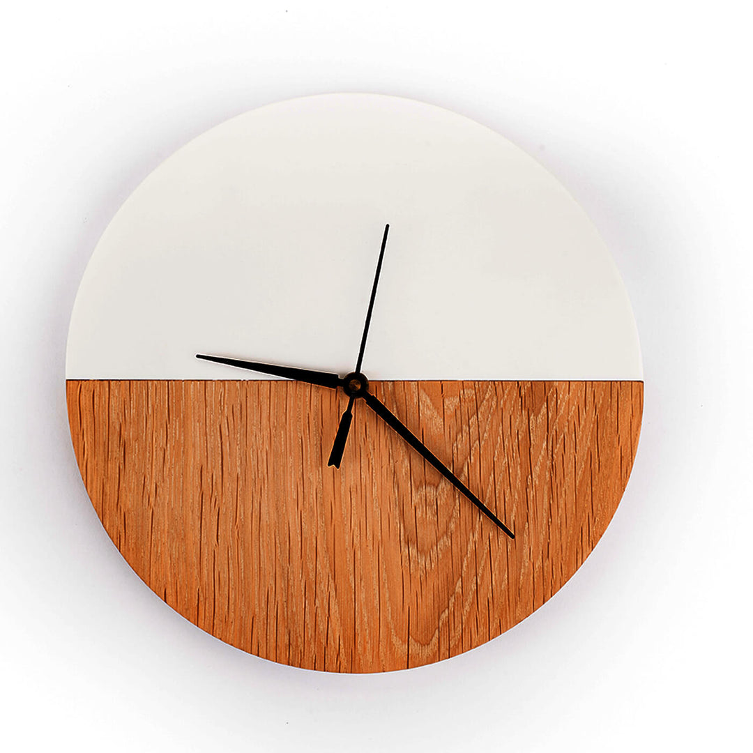 Bianca Handmade Marble And Oak Wood Wall Clock