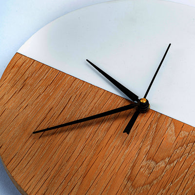 Bianca Handmade Marble And Oak Wood Wall Clock