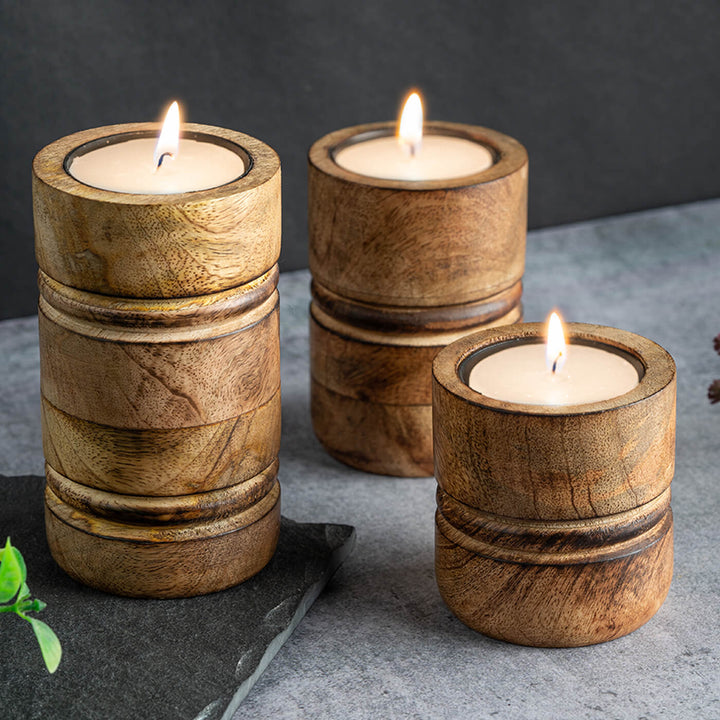 Baku Candle Stands - Burnt Finish - Set of 3