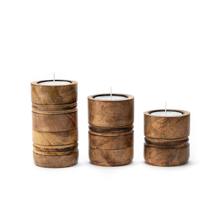 Baku Candle Stands - Burnt Finish - Set of 3