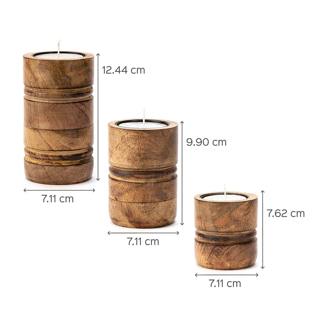 Baku Candle Stands - Burnt Finish - Set of 3