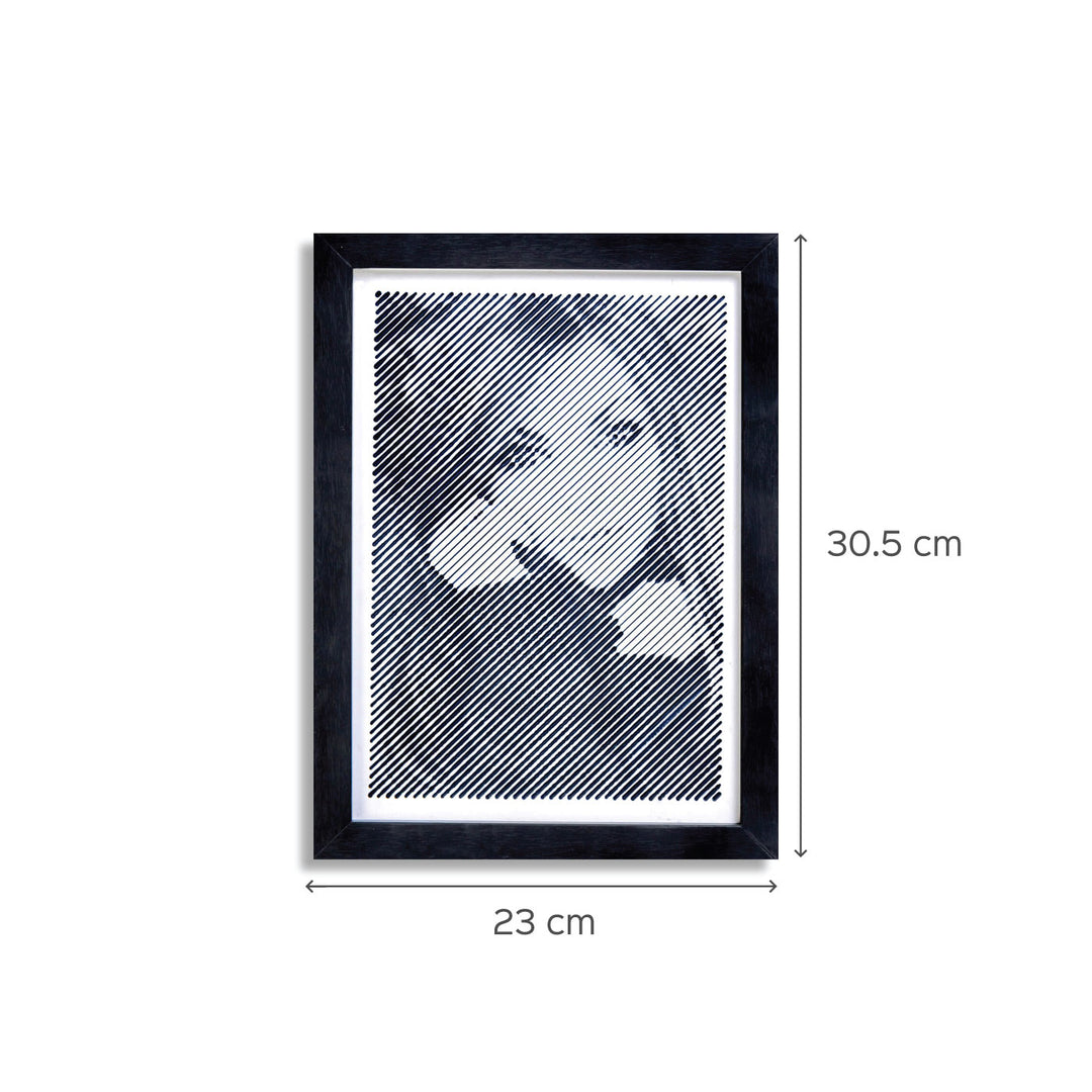 Black & White Elegant Portrait With Diagonal Line Engraving