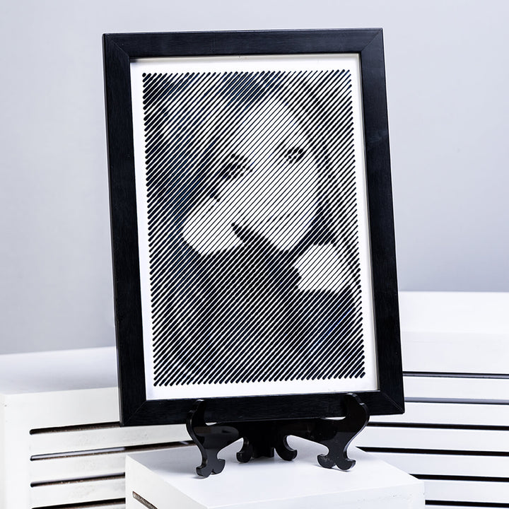 Black & White Elegant Portrait With Diagonal Line Engraving