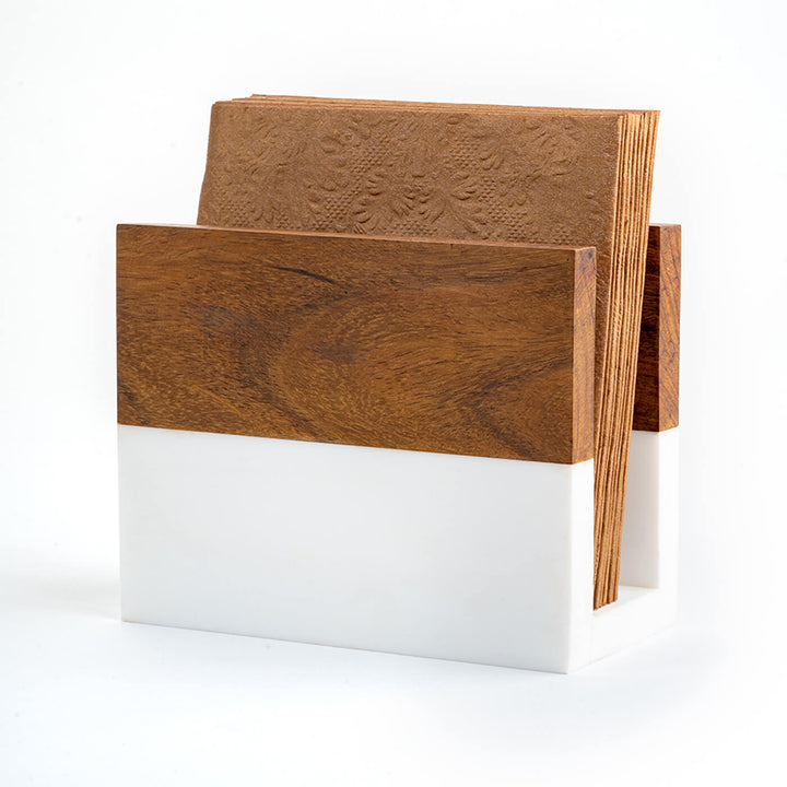 Bella Marble And Wood Tissue Holder