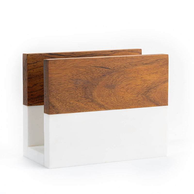 Bella Marble And Wood Tissue Holder
