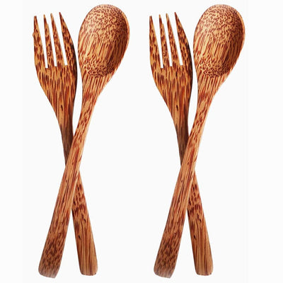 Coconut Shell Forks and Spoons - Set of 4