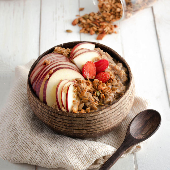 Coconut Shell Ringed Jumbo Bowl with Spoon and Fork