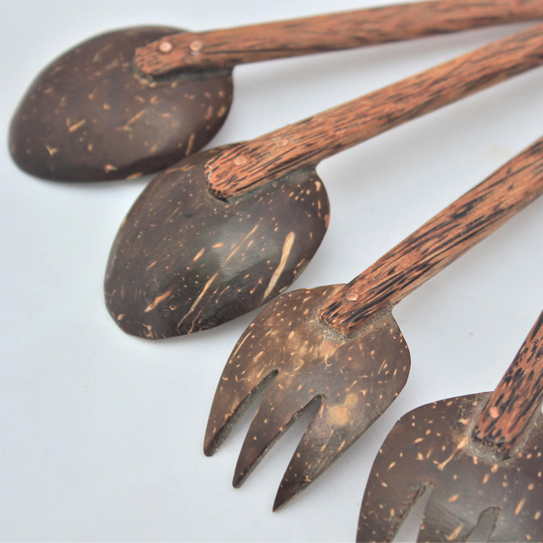 Buy Coconut Shell Fork and Spoon - Set of 2 Online On Zwende