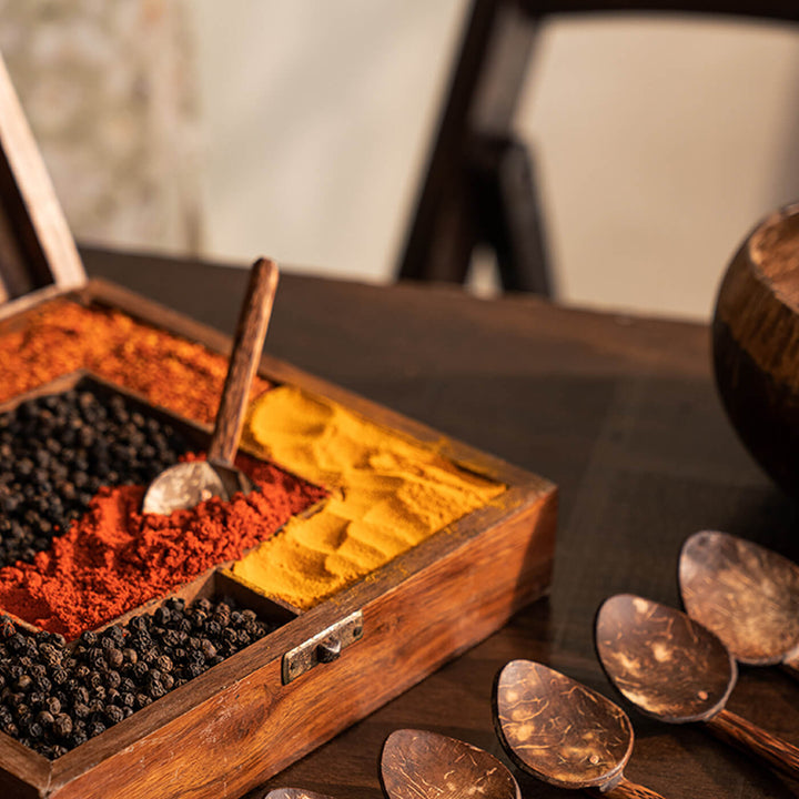Coconut Shell Masala Spoons - Set of 6