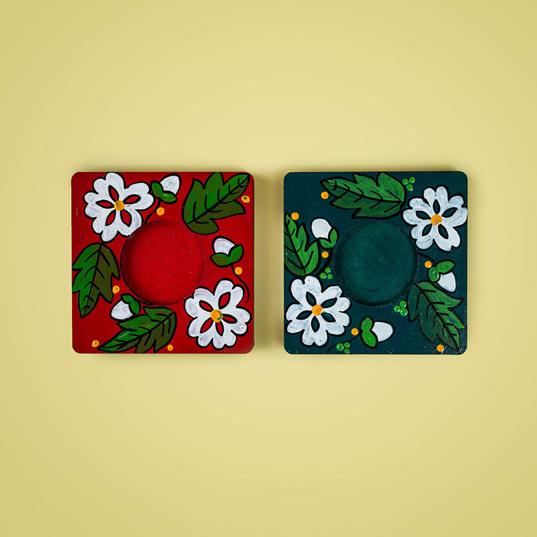 Handpainted MDF Square Tealight Holders