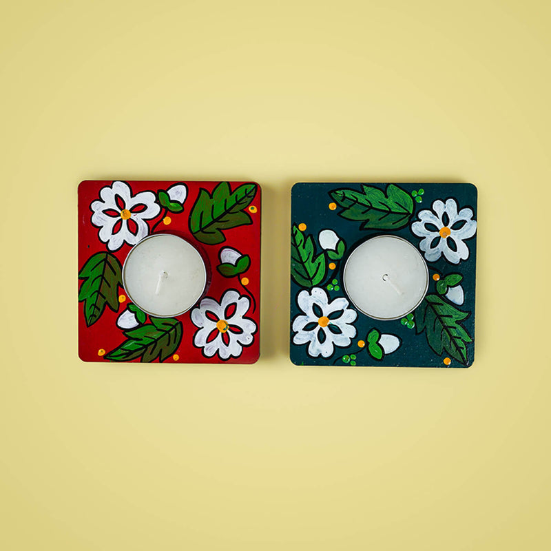 Handpainted MDF Square Tealight Holders