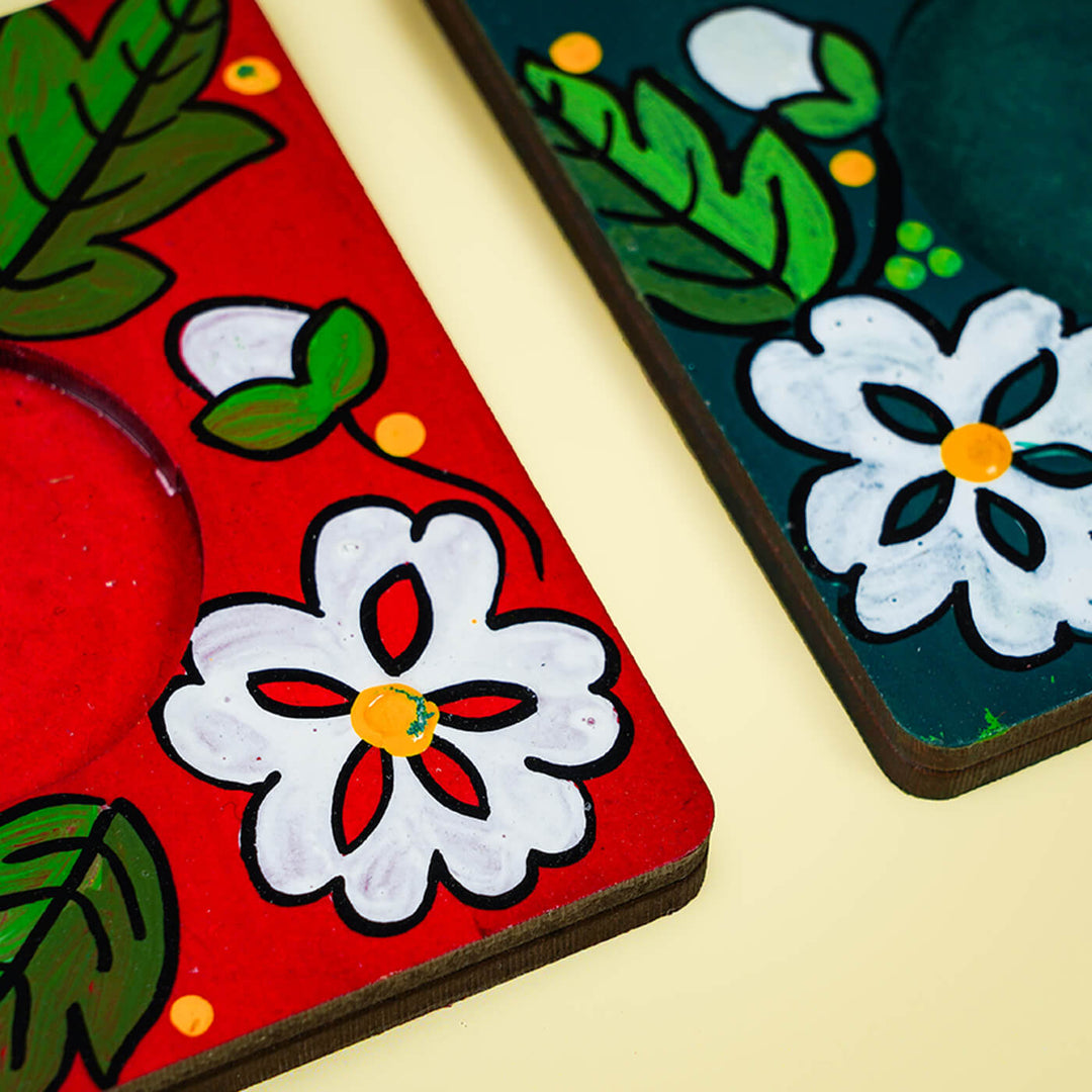 Handpainted MDF Square Tealight Holders