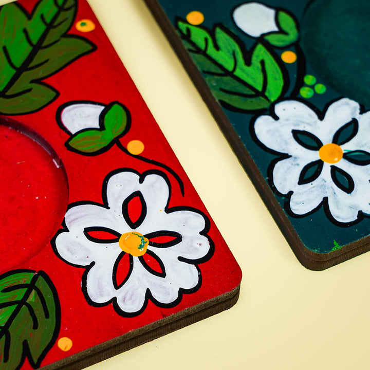 Handpainted MDF Square Tealight Holders
