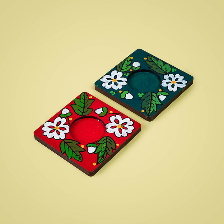 Handpainted MDF Square Tealight Holders