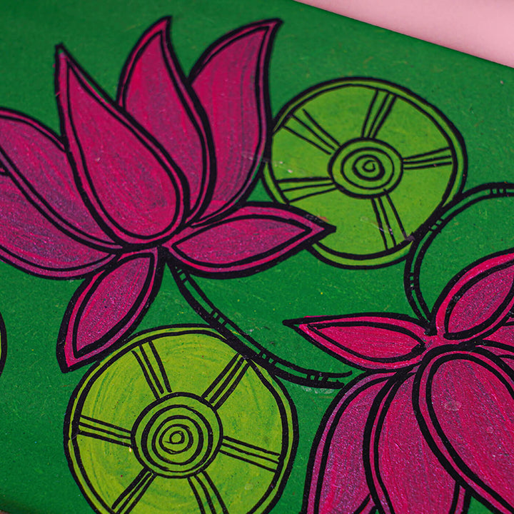 Handpainted MDF Lotus Tealight Holders - Set of 2