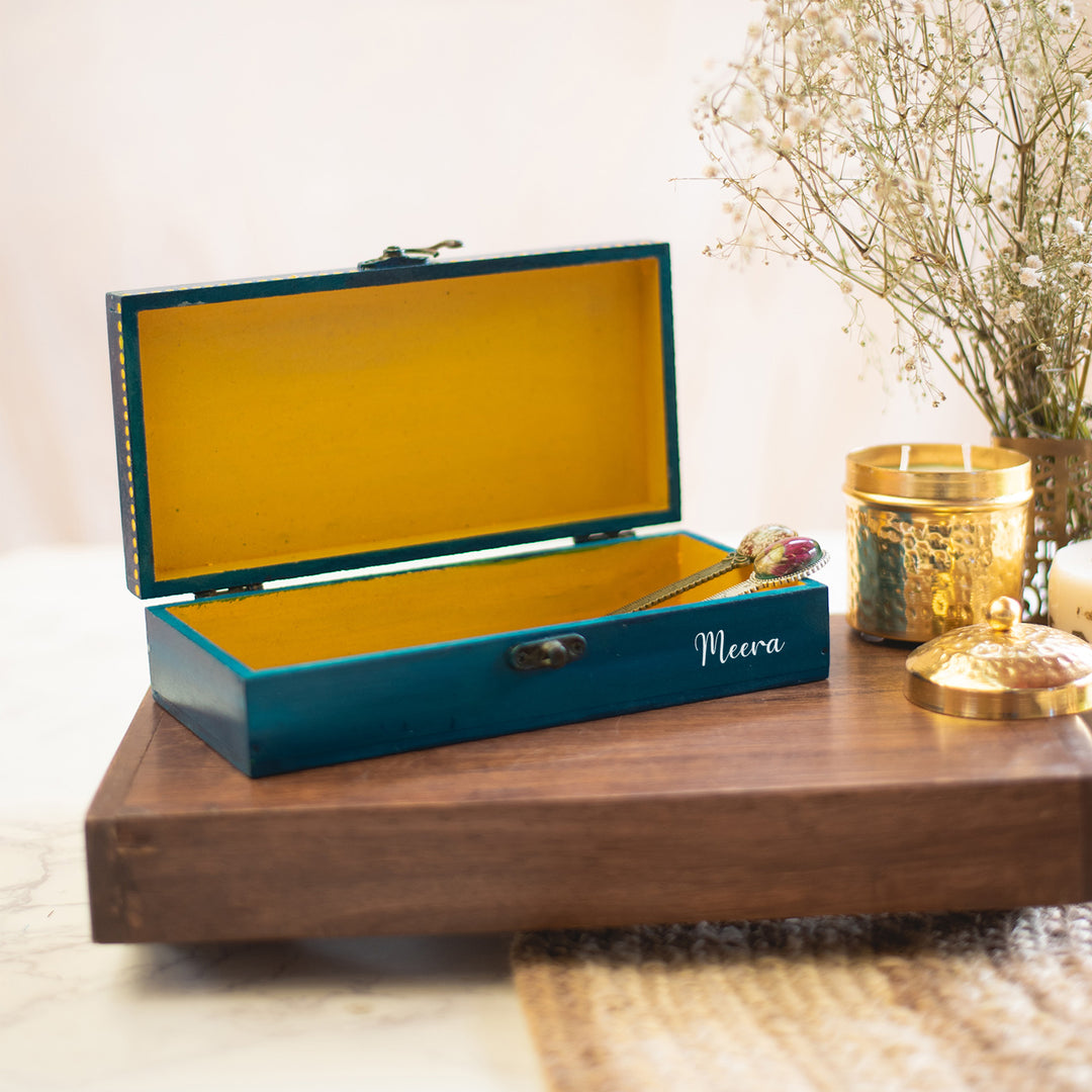 Trinket Box with Owl - Turquoise