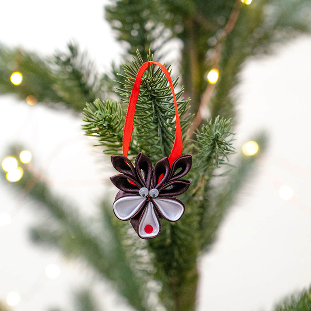 Handmade Reindeer Satin Ribbon Ornaments For Christmas Tree Decoration | Set Of 4