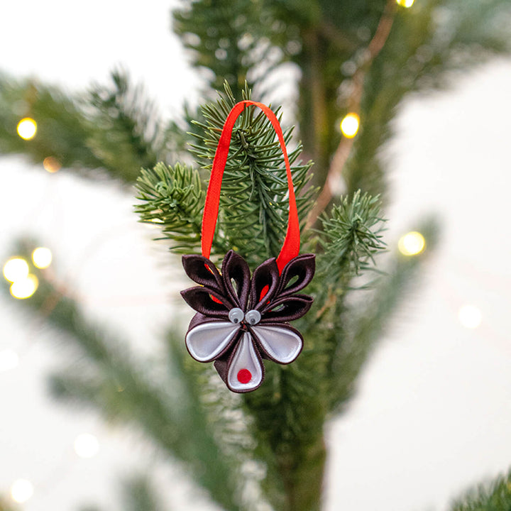 Handmade Reindeer Satin Ribbon Ornaments For Christmas Tree Decoration | Set Of 4