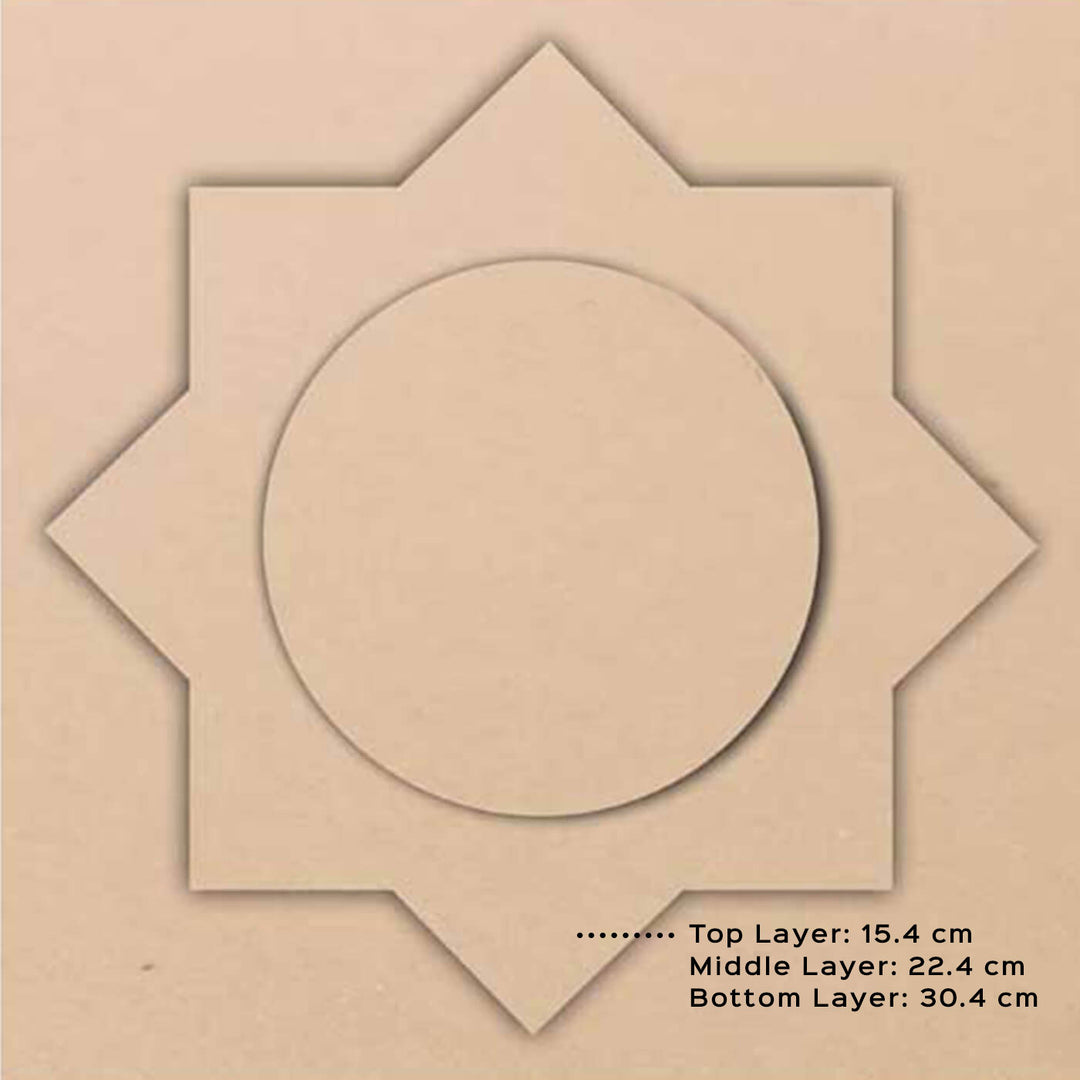 Ready to Paint MDF Layered Square Rangoli Base - TI093